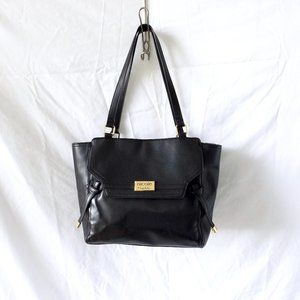 Nicole Miller Black Faux Leather Shoulder Bag, Excellent Condition!